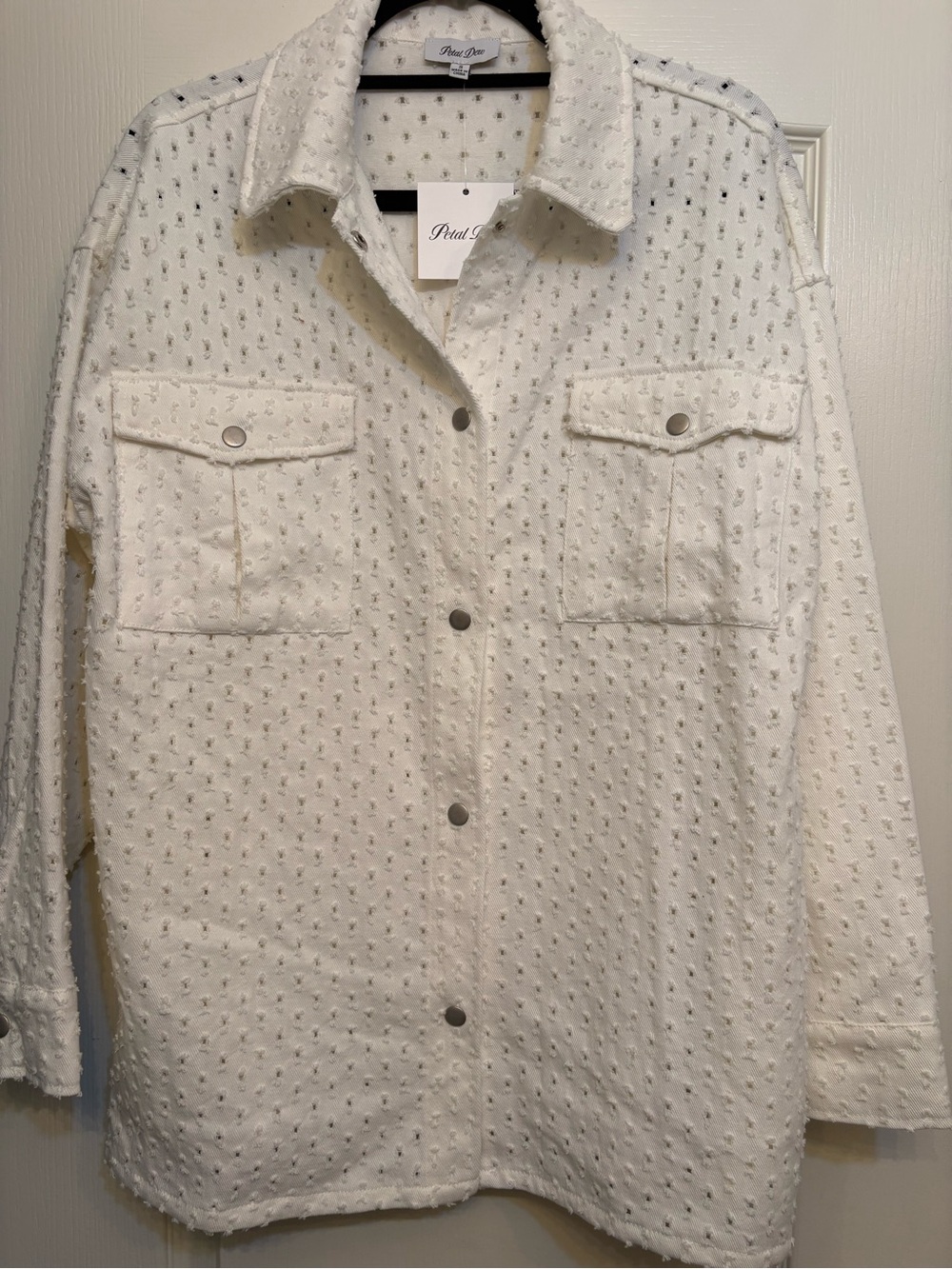 NWT PETAL DEW White Eyelet Textured jacket shacket Small